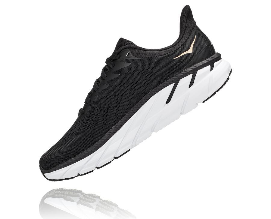 Hoka One One Clifton 7 Löparskor Dam - Svarta/Vita - AQCVS-0239